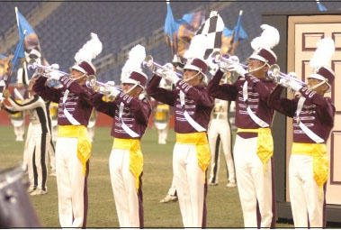 Trumpet line on field